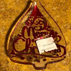 Merry Christmas/ Holiday Leaf Design Serving Dish